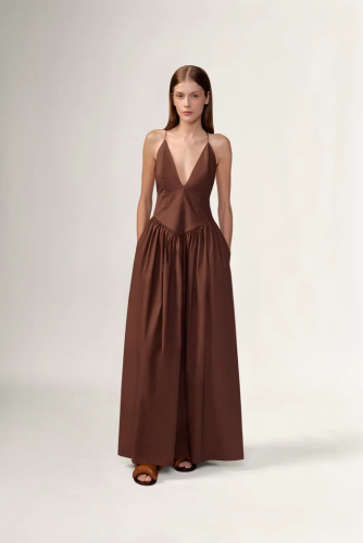 OPULENCE DEEP V-NECK MAXI DRESS